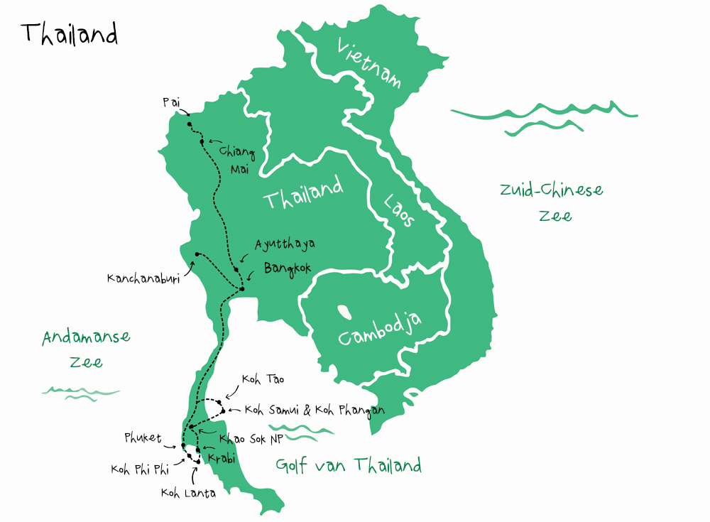 Backpack route Thailand